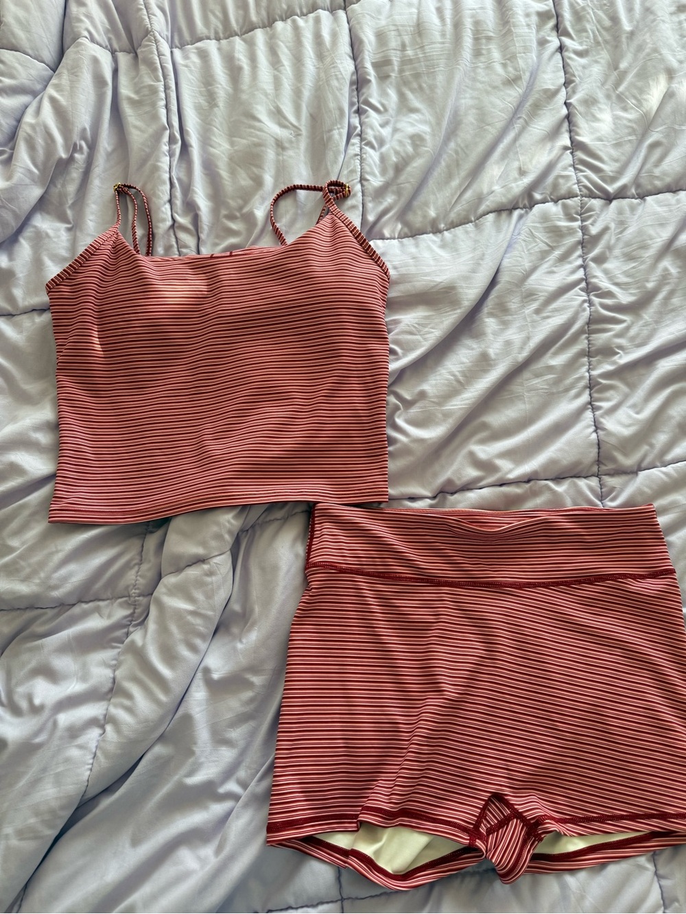 Catalina Rose-Striped Crop Tank & High-Rise Lounge Shorts Set